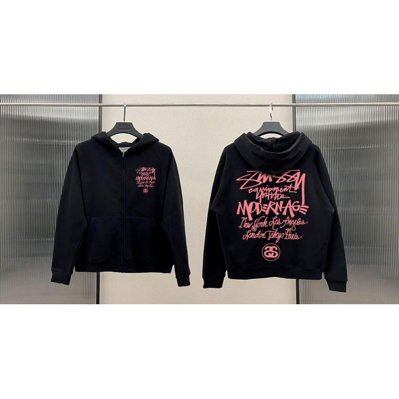 Hoodie Zip Stu:Ssy Nỉ Bông Cotton 100% Dày Dặn Đủ Tag