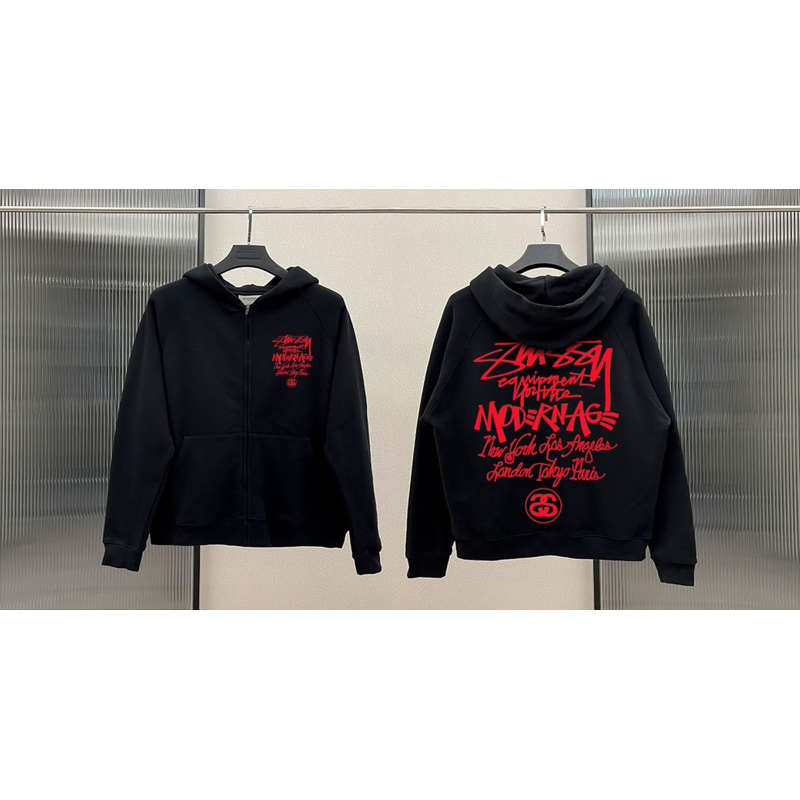 Hoodie Zip Stu:Ssy Nỉ Bông Cotton 100% Dày Dặn Đủ Tag