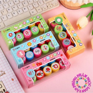 Bộ 10 con dấu lời khen cho bé hình mặt cười cảm xúc cho bé