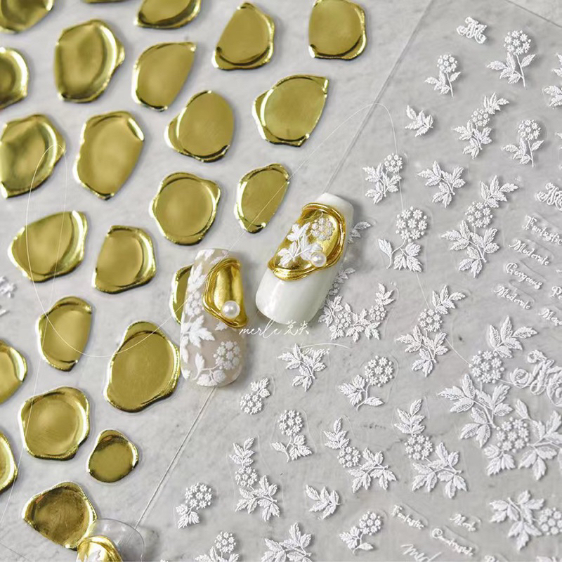 Sticker dán móng tay lụa TOMONI hình con dấu sáp kim loại dán chữ cái móng tay