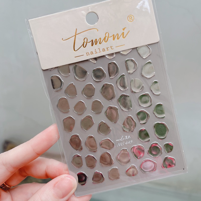 Sticker dán móng tay lụa TOMONI hình con dấu sáp kim loại dán chữ cái móng tay