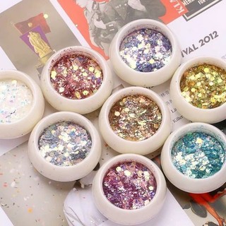 Nhũ vảy cá 9d kim tuyến set 8 hũ đắp gel ẩn nail