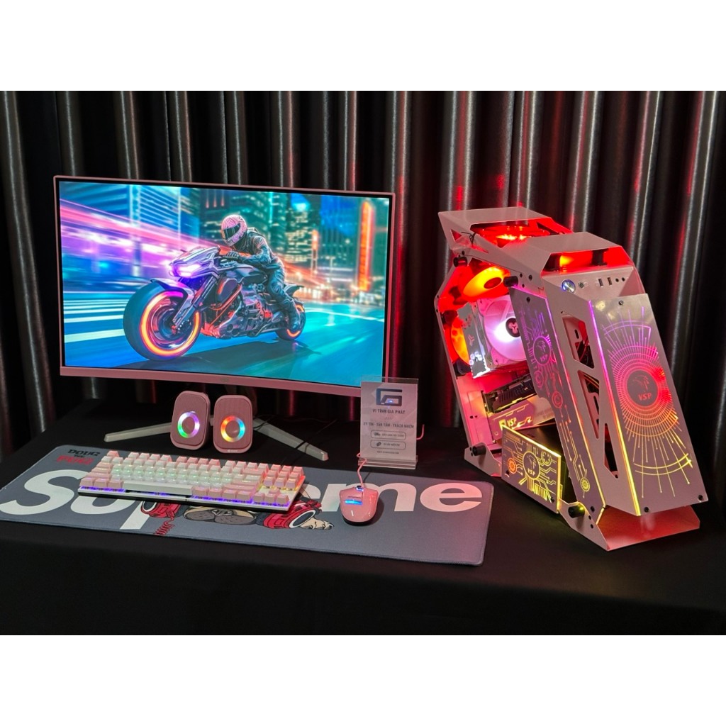 Máy PC Chiến Mọi Gaming Full Hồng New 100% BH 03 Năm - i3 10105F / H410 / Ram 16G / Card RX 560 / SSD Nvme 512GB