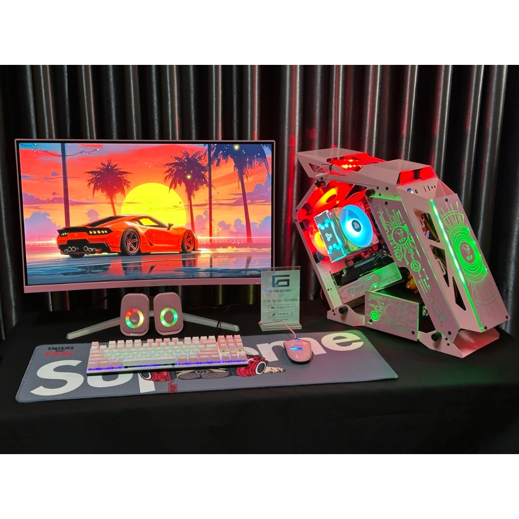 Máy PC Chiến Mọi Gaming Full Hồng New 100% BH 03 Năm - i3 10105F / H410 / Ram 16G / Card RX 560 / SSD Nvme 512GB