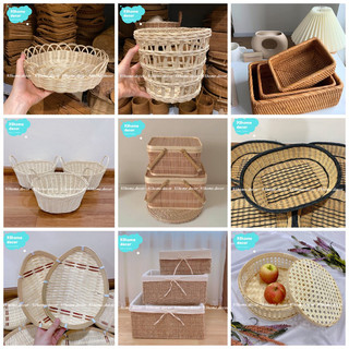 (Nhiều mẫu) Các mẫu giỏ mây hình chữ nhật/ tròn đa năng, khay mây đựng đồ dùng quần áo hoa quả