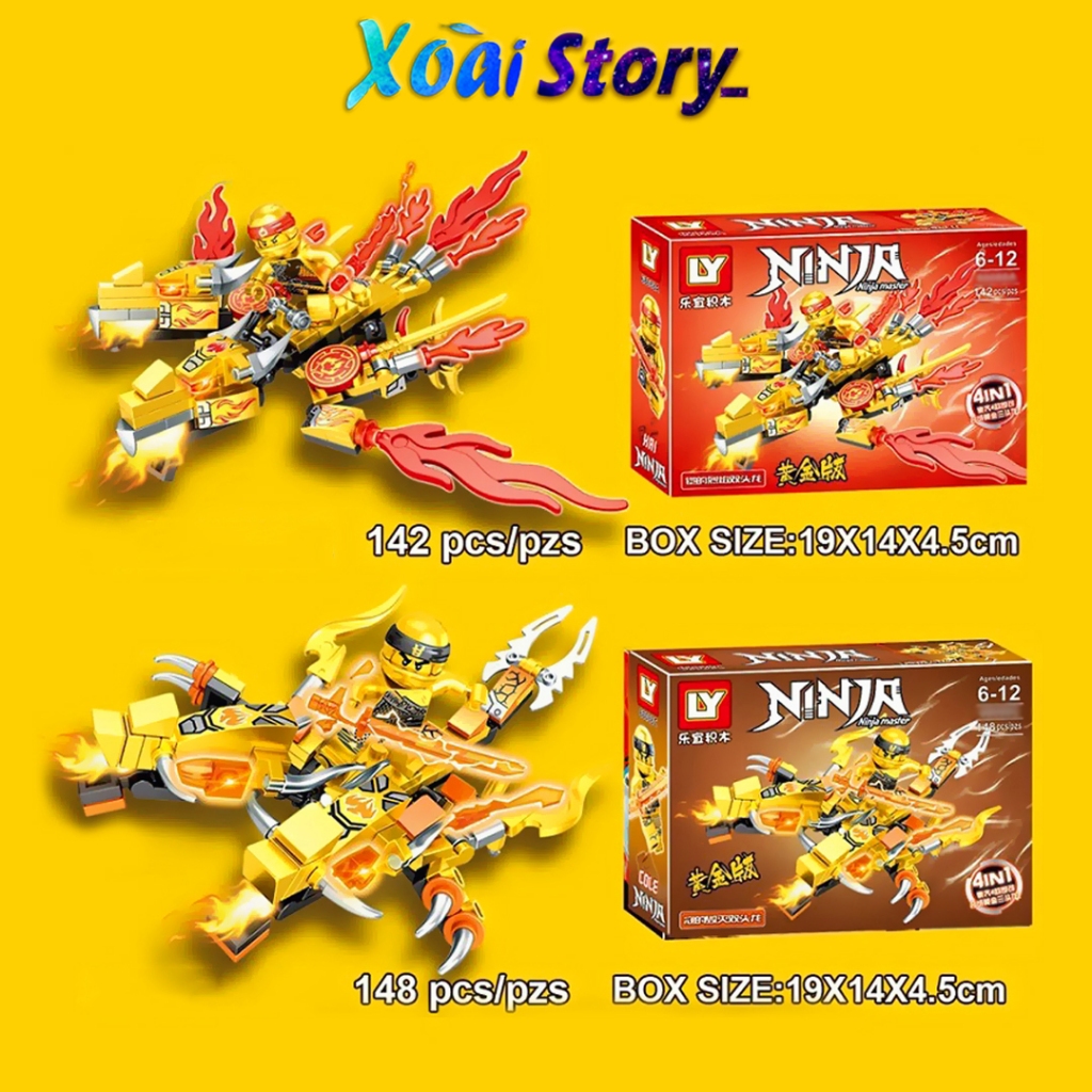 Đồ chơi lắp ráp, mô hình ninja rồng 2 đầu cùng ninja mini kết hợp 4in1 mẫu 66089 +140chi tiết/bộ