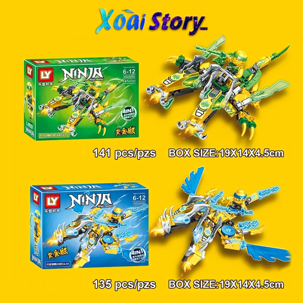 Đồ chơi lắp ráp, mô hình ninja rồng 2 đầu cùng ninja mini kết hợp 4in1 mẫu 66089 +140chi tiết/bộ