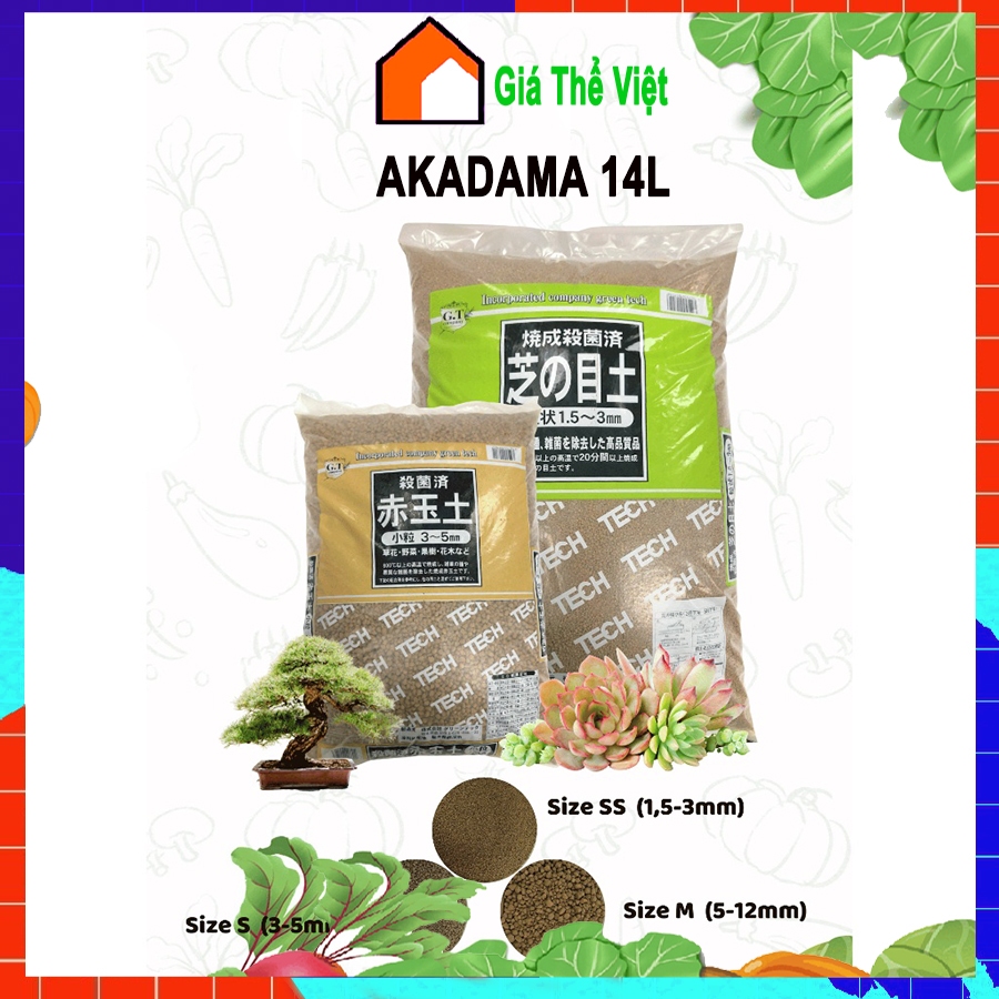 Đất nung AKADAMA Nhật Bản 14L (12kg) giá thể trồng bonsai, giữ ẩm, sen đá, phân nền thủy sinh, thoát nước kích thích rễ