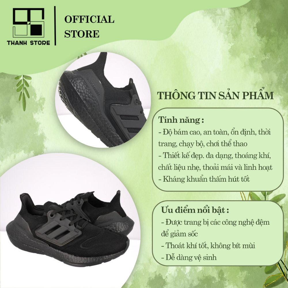 Giày thể thao nam nữ đen ULTRABOOST 22 'TRIPLE BLACK'_hàng xuất khẩu thời trang - AU22TB