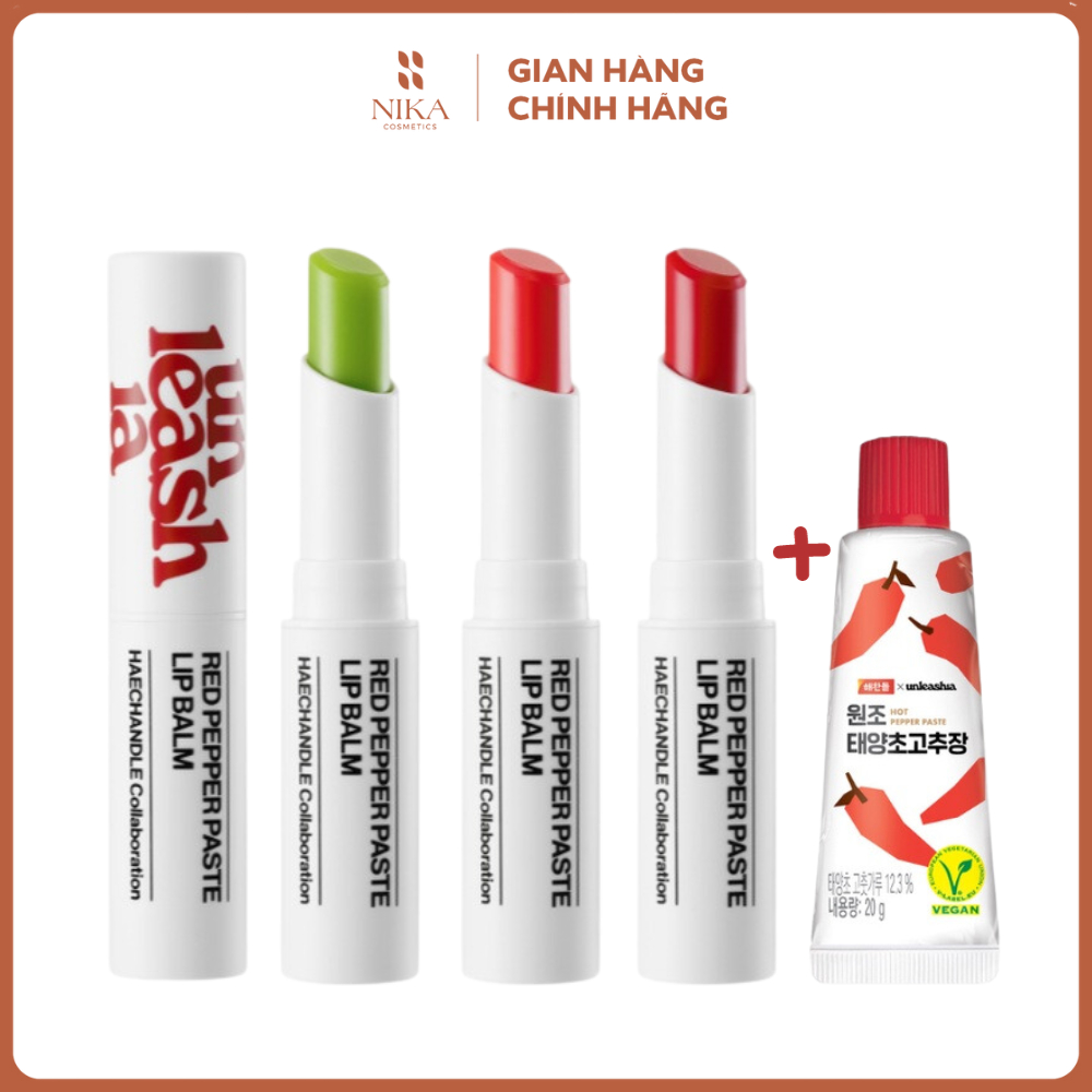 Set dưỡng môi Unleashia Red Pepper Paste Lip Balm + Tương ớt [Nika Cosmetics]