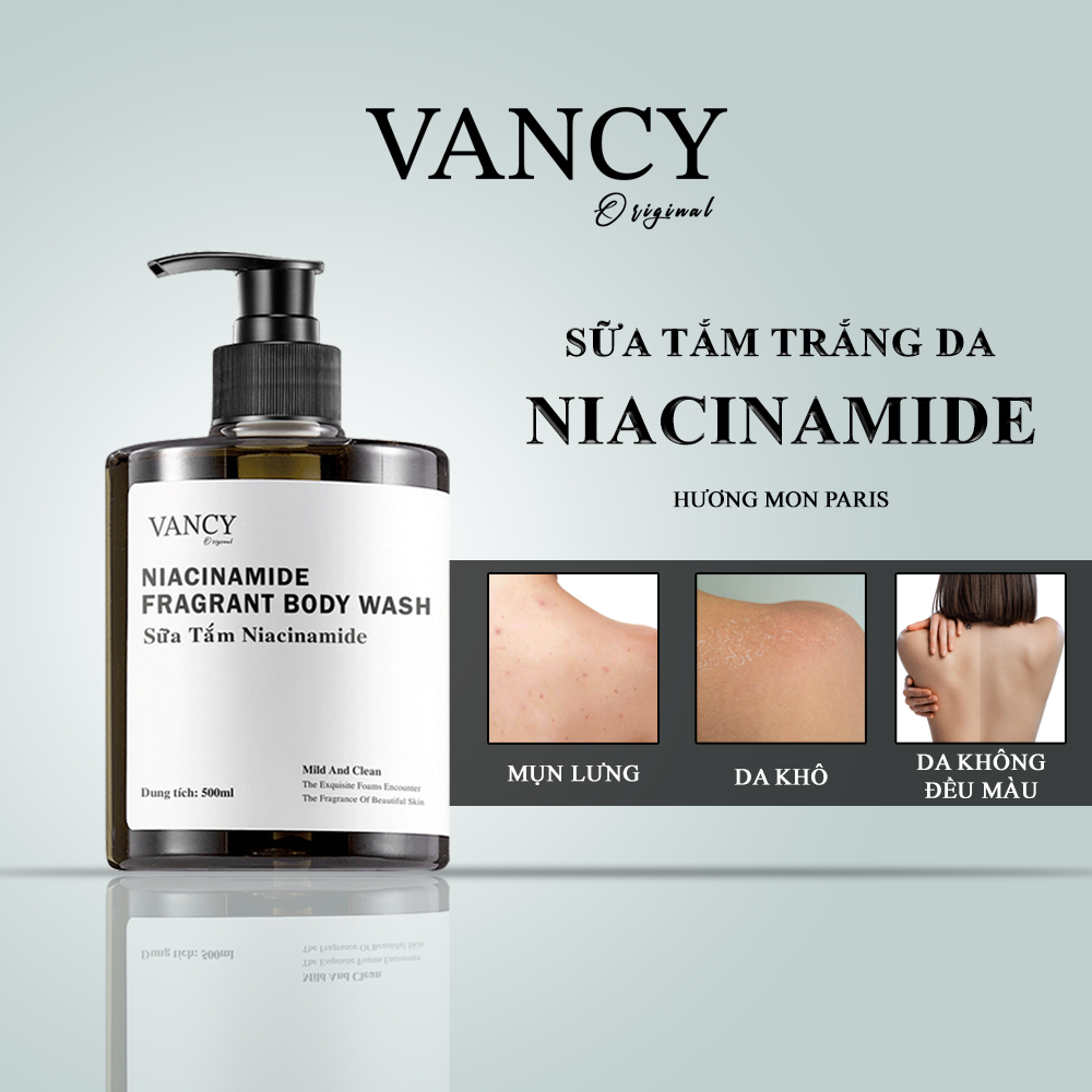 Sữa Tắm Trắng Da Niacinamide, Sữa Tắm Hương Nước Hoa Mon Paris 500ml, VANCY