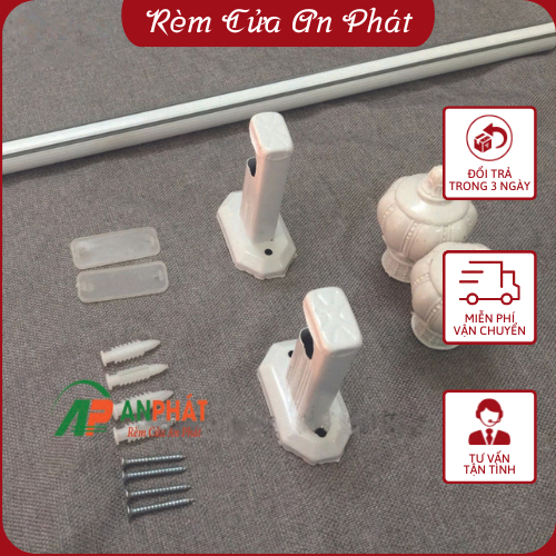 Combo Thanh Treo Rèm + Phụ Kiện Rèm Vải Nhiều Kích Thước (Khuyến Mại Vít Nở)