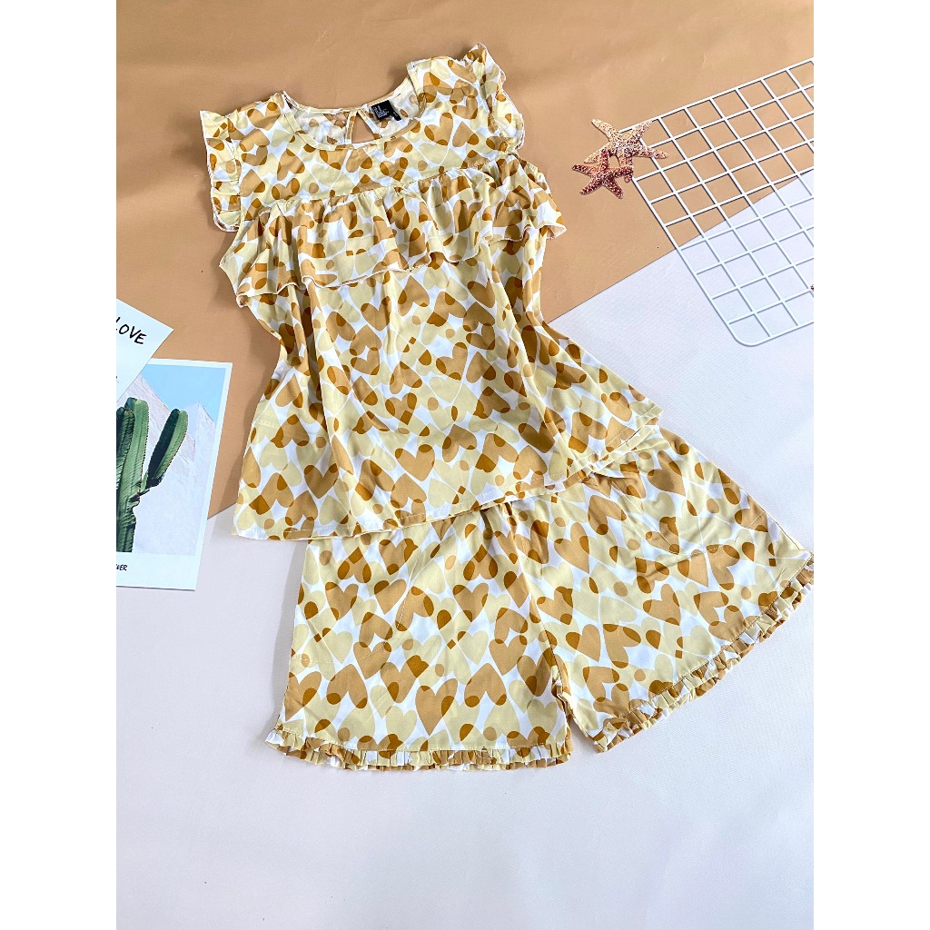 Bộ tole/lanh nữ quần đùi áo cánh tiên, BÈO lớn che ngực HOA10GIO