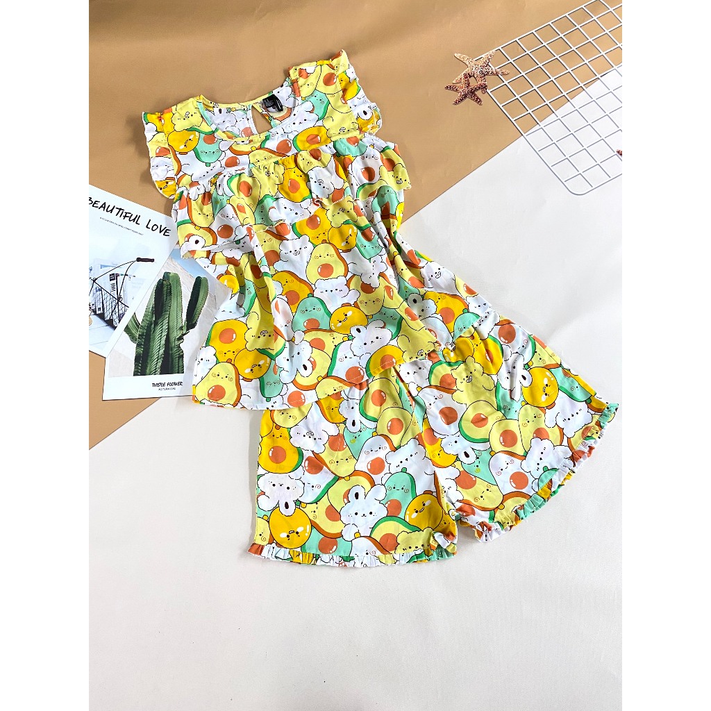 Bộ tole/lanh nữ quần đùi áo cánh tiên, BÈO lớn che ngực HOA10GIO