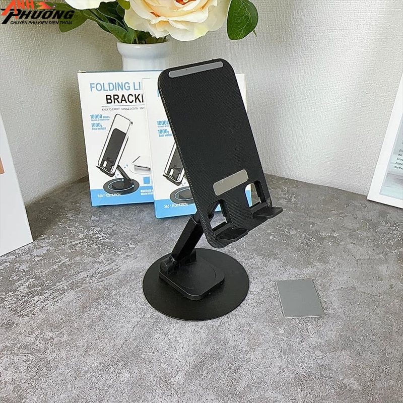 Giá đỡ điện thoại, máy tính bảng K12 để bàn bằng kim loại xoay 360