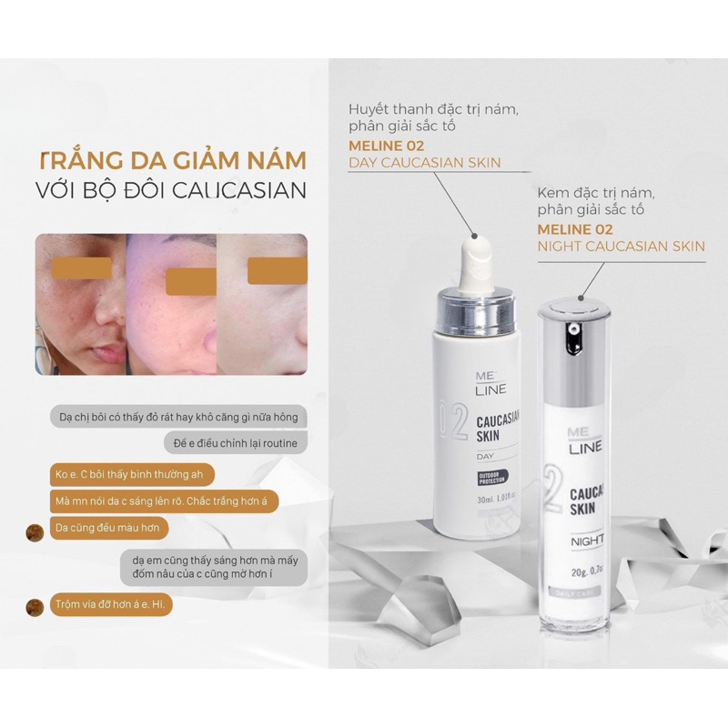 KEM GIẢM NÁM, PHÂN GIẢI SẮC TỐ MELINE 02 NIGHT CAUCASIAN SKIN 20G