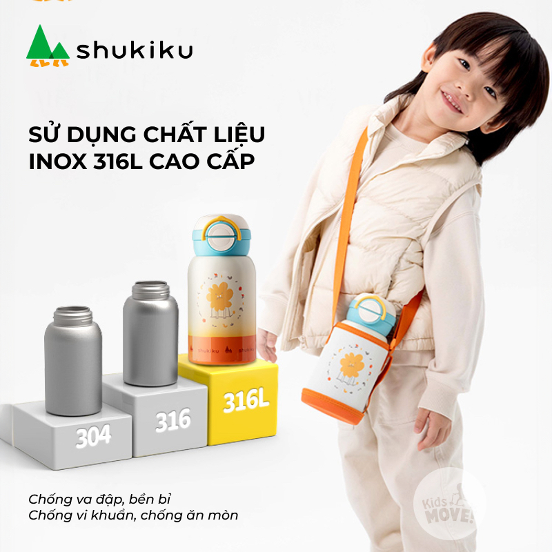 Bình giữ nhiệt cho bé Shukiku Nhật Bản inox 316L cao cấp, giữ nóng 24 giờ