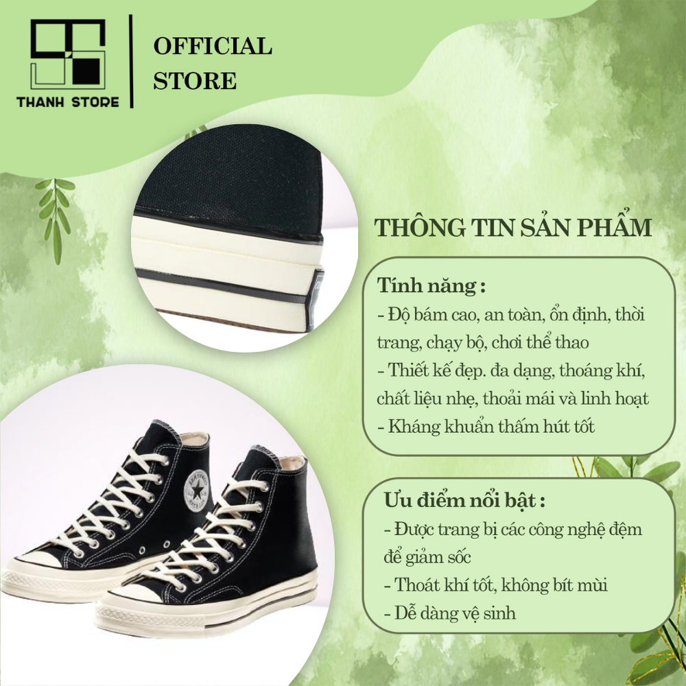 Giày thể thao nam nữ đen giày CONVERSE CHUCK TAYLOR ALL STAR 1970s_hàng xuất khẩu thời trang – CCTAS