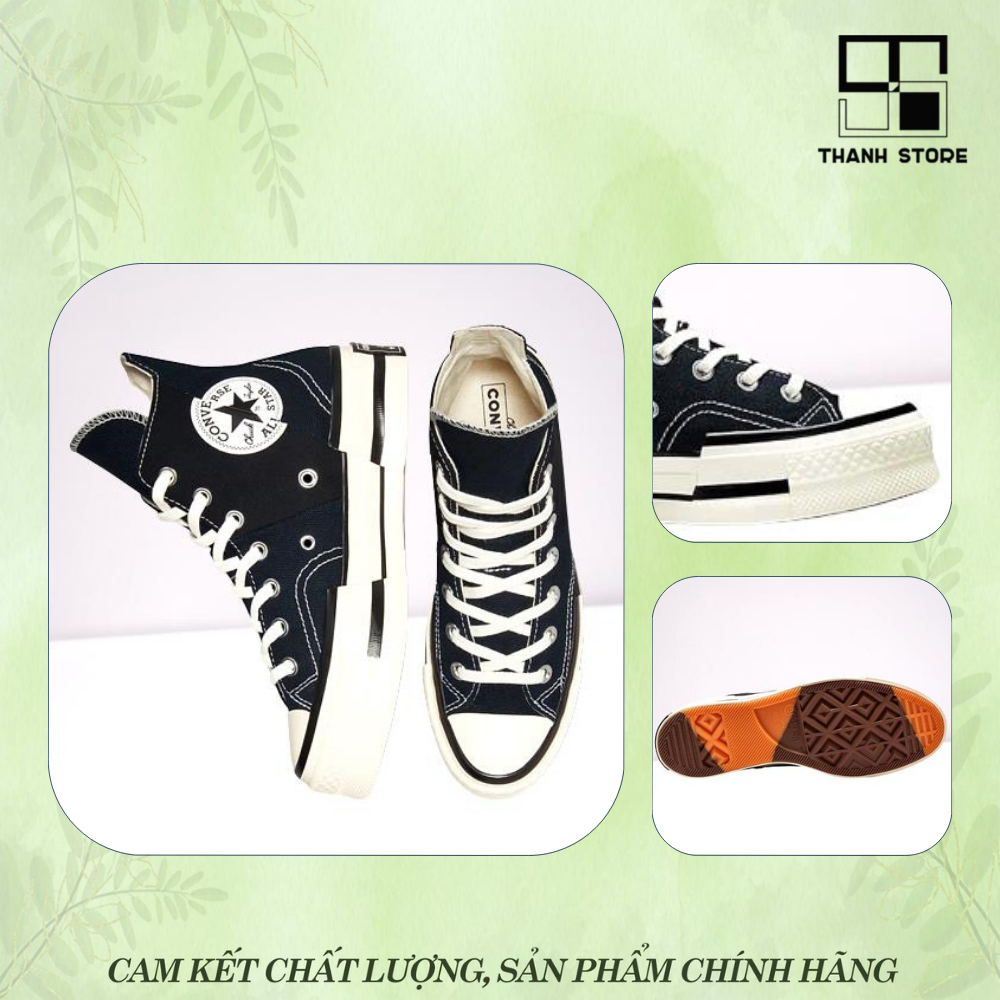 Giày thể thao nam nữ đen giày CONVERSE CHUCK TAYLOR 1970 PLUS BLACK HIGH_hàng xuất khẩu thời trang – CCT19B