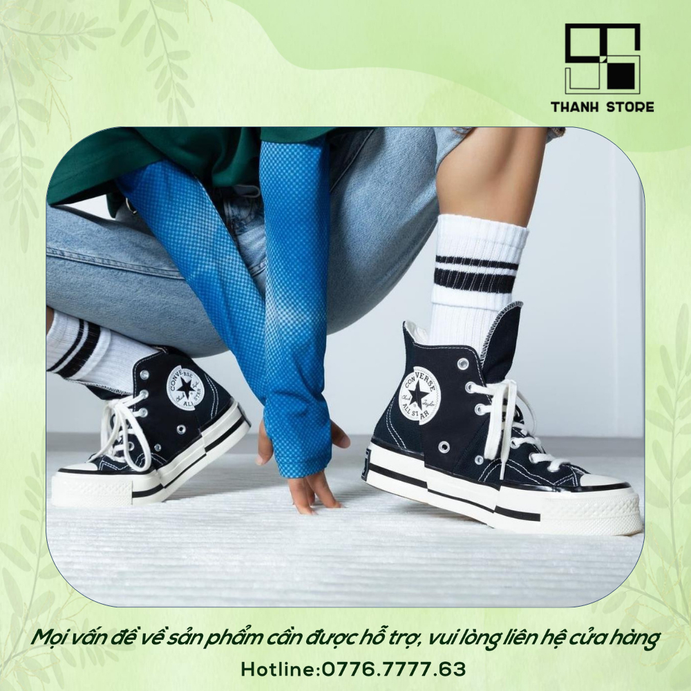 Giày thể thao nam nữ đen giày CONVERSE CHUCK TAYLOR 1970 PLUS BLACK HIGH_hàng xuất khẩu thời trang – CCT19B