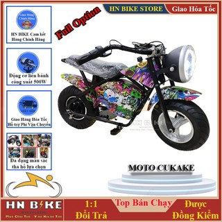 Xe vui chơi quảng trường, xe điện moto mini cukake 2024, động cơ liền bánh 36v500w - dùng pin, có đèn gầm, đèn pha sáng