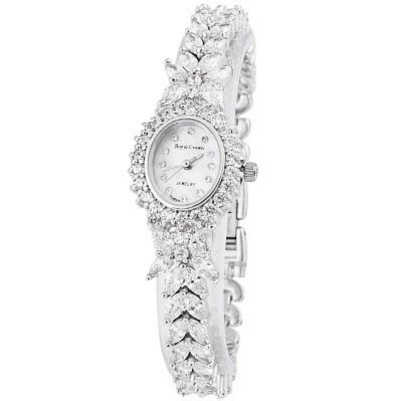 Đồng hồ nữ Royal Crown 2527 mặt ovan dây kim loại đính đá chính hãng