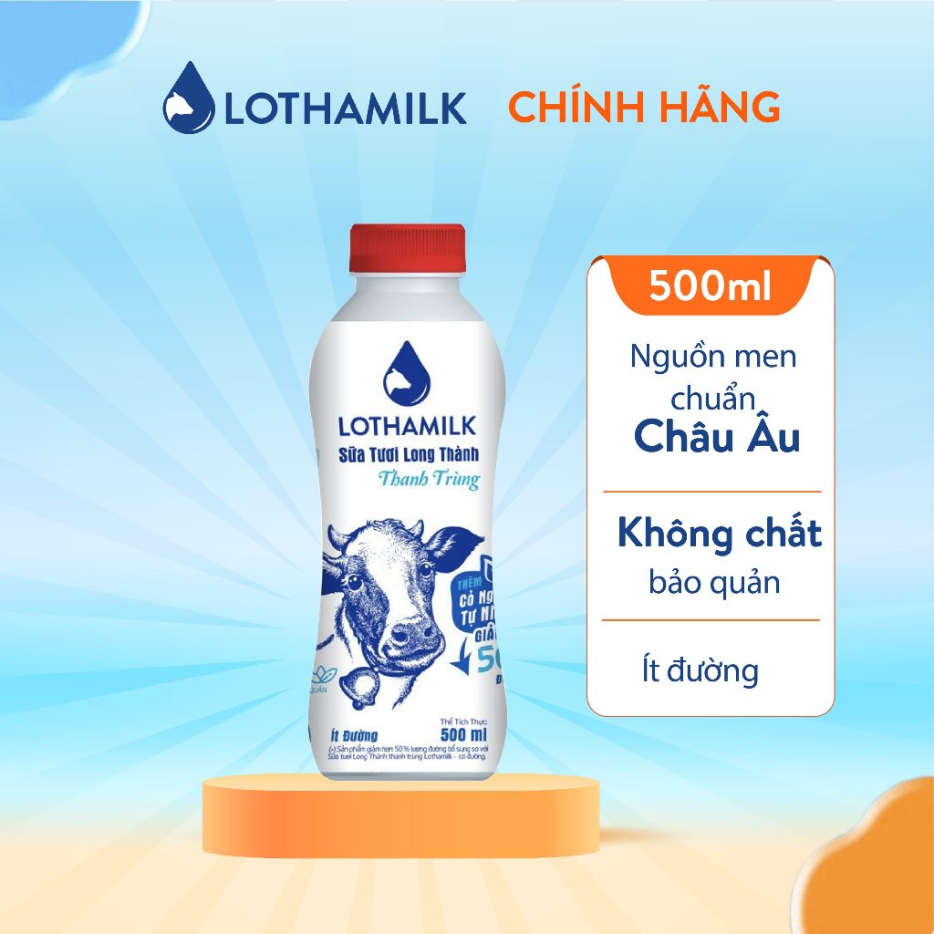 Sữa tươi thanh trùng Lothamilk chai 500ml