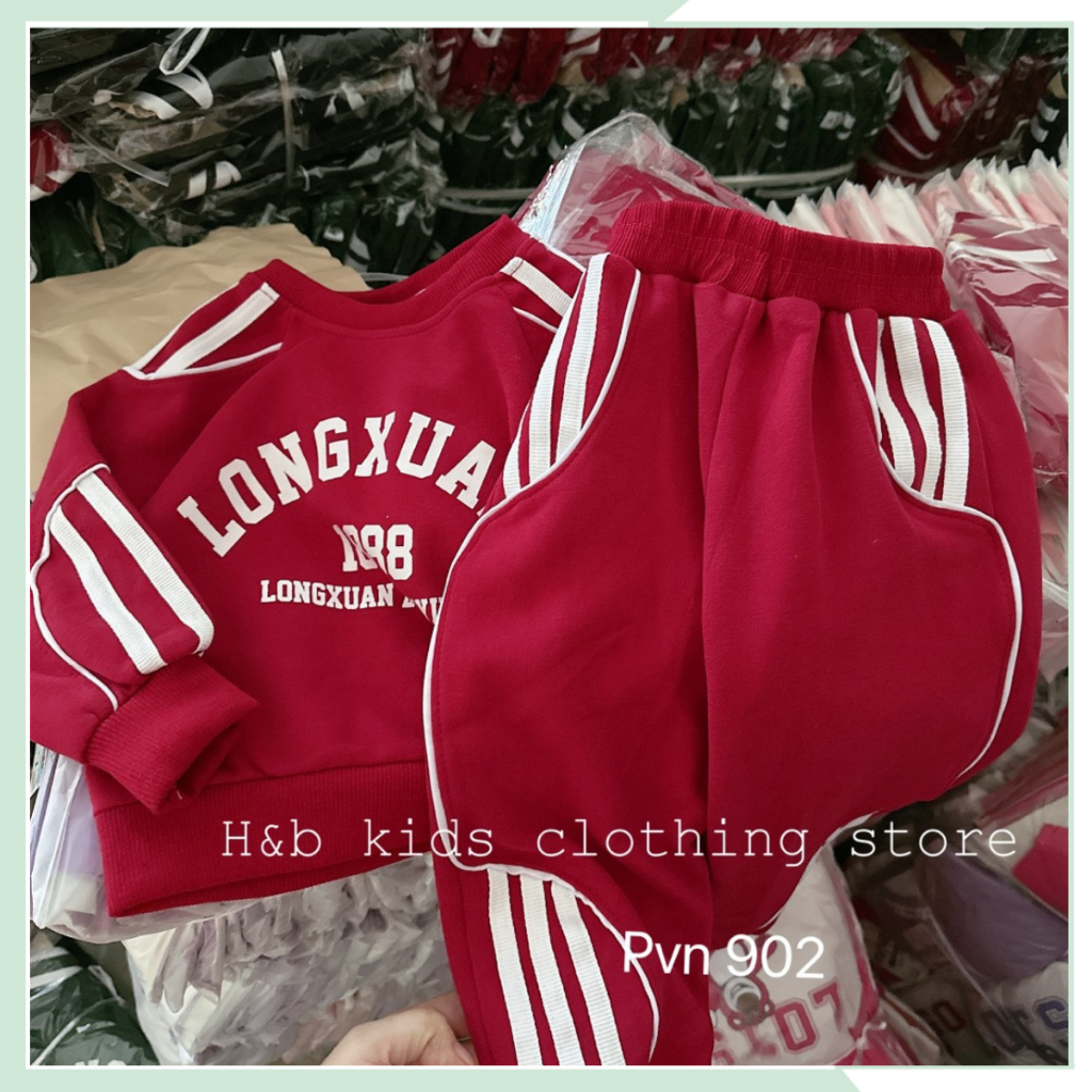 Bộ nỉ cho bé trai, áo nỉ hai da dài tay kèm quần bo gấu thu đông cho bé BBT53