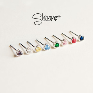 Bông Tai, Khuyên Tai, Hoa Tai Nữ Bạc 925 Cao Cấp SHIMMER SILVER MINI COLORFUL HEART Hình Trái Tim Dễ Thương Nhiều Màu