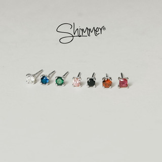 Bông Tai, Hoa Tai Nữ Bạc 925 Cao Cấp SHIMMER SILVER COLORFUL 2 Nụ Đá Nhiều Màu Lấp Lánh