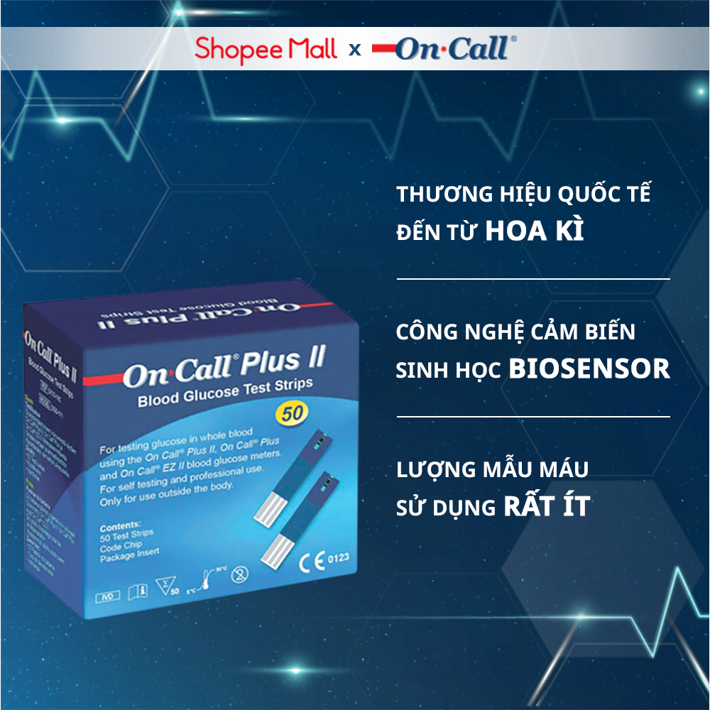 [Mã ICBFRI15 giảm 15K đơn 99K] Hộp 50 Que Thử Đường Huyết On Call Plus Dùng Cho Máy On Call Plus & On Call EZ II