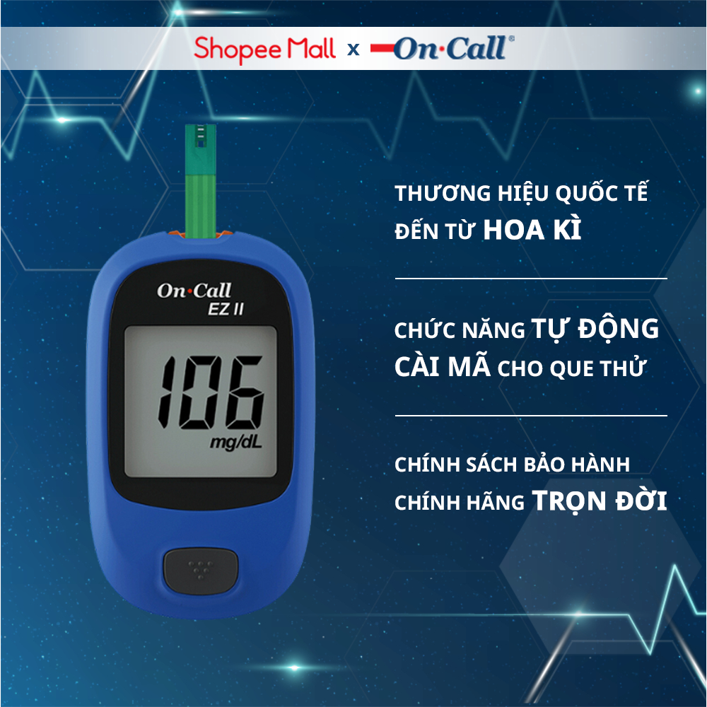 Máy Đo Đường Huyết On Call® EZ II Dễ Sử Dụng, Cho Kết Quả Trong 10 Giây - Chưa Có Que Thử