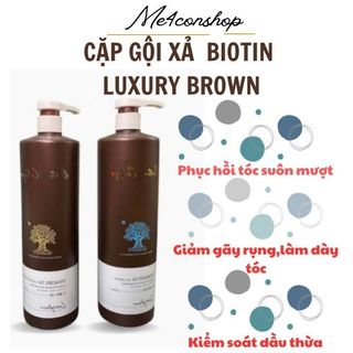 Cặp gội xả Biotin Luxury Brown nâu 1000ml,bộ dầu gội xả biotin luxury nâu 1000ml,gội xả biotin nâu me4conshop