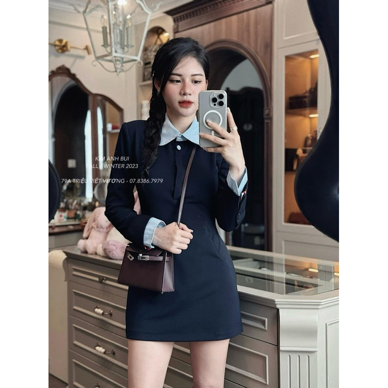 VÁY PHỐI THOM BROWNE CỔ SEN HAI TÀ