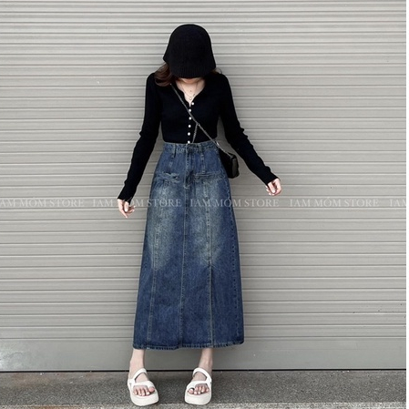 CHÂN VÁY JEASN 2 TÚI CƠI MẪU MỚI THỜI TRANG THU ĐÔNG V04