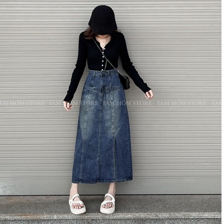 CHÂN VÁY JEASN 2 TÚI CƠI MẪU MỚI THỜI TRANG THU ĐÔNG V04