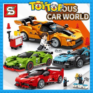 [Lẻ một xe] Đồ chơi xếp hình lắp ghép xe ô tô Famous car lắp ráp siêu xe Ferrari Lamborghini Maserati McLaren SY Sembo