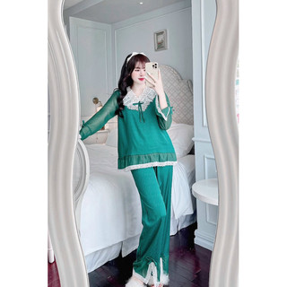 Bộ tiểu thư lụa xước phối ren
