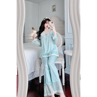 Bộ tiểu thư lụa xước phối ren
