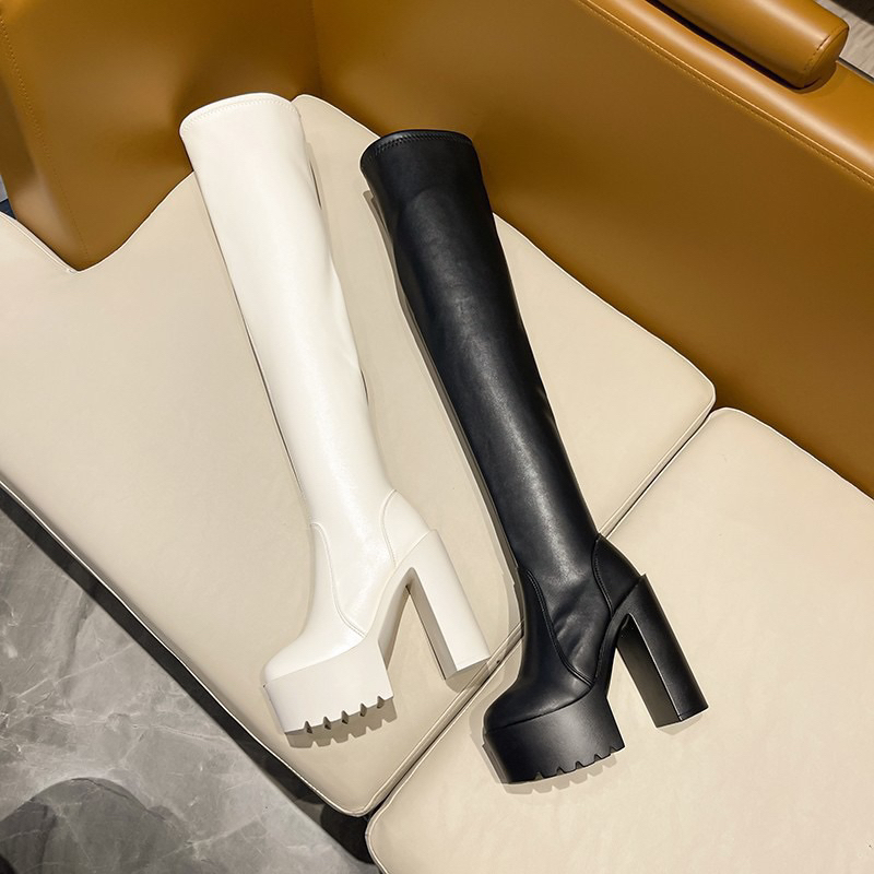 BOOT DA LÌ DÀI QUA GỐI GÓT VUÔNG CAO 14CM ORDER CECE.STORE