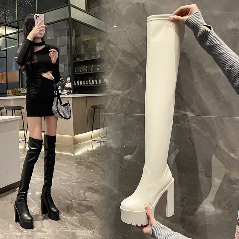 BOOT DA LÌ DÀI QUA GỐI GÓT VUÔNG CAO 14CM ORDER CECE.STORE