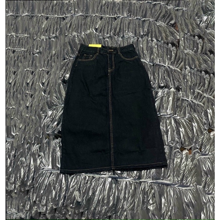 CHÂN VÁY BÒ DENIM TRƠN XẺ SAU DÀI QUA GỐI JEANS #919