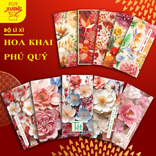 SỈ [Combo 100] Túi Lì Xì Hoa Xuân Cao Cấp 2024 Tết Giáp Thìn Chất Đẹp Size Lớn Được Chọn Mẫu