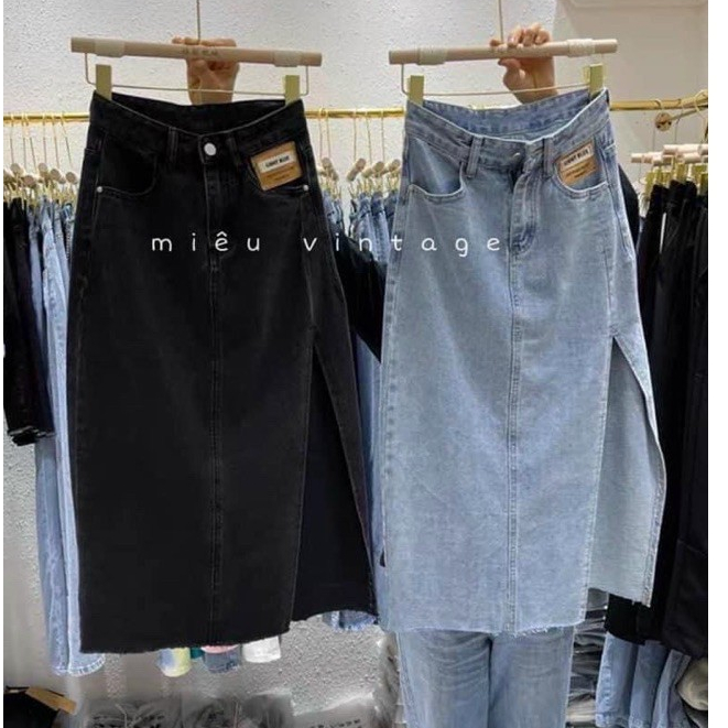 CHÂN VÁY JEAN XẺ VIỀN CAO THỜI THƯỢNG THU ĐÔNG V06