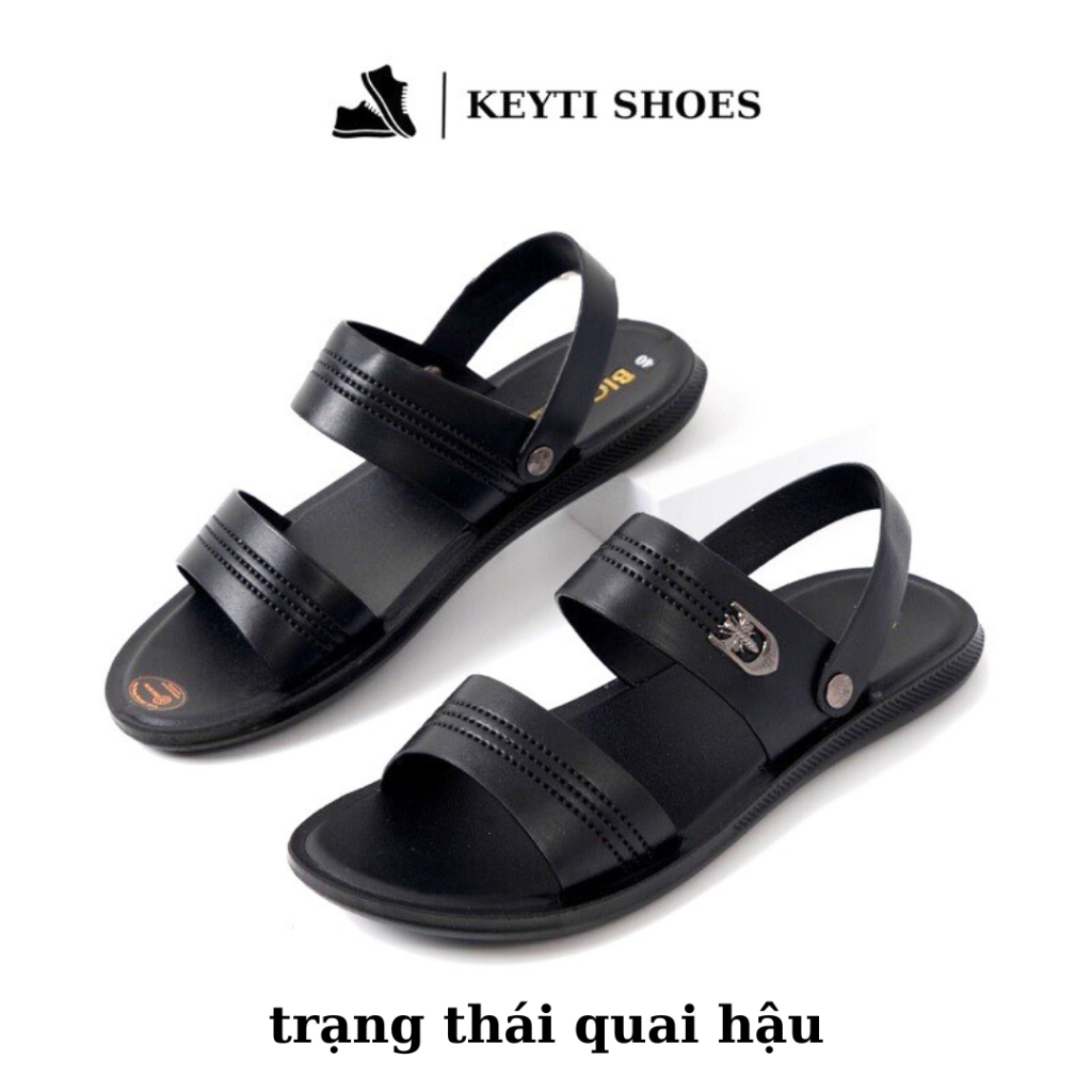 Dép da nam có quai hậu chất liệu da cao cấp, đế cao su nguyên khối đi êm chân