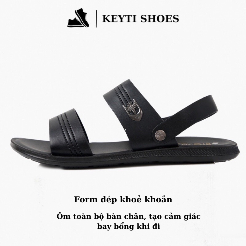 Dép da nam có quai hậu chất liệu da cao cấp, đế cao su nguyên khối đi êm chân