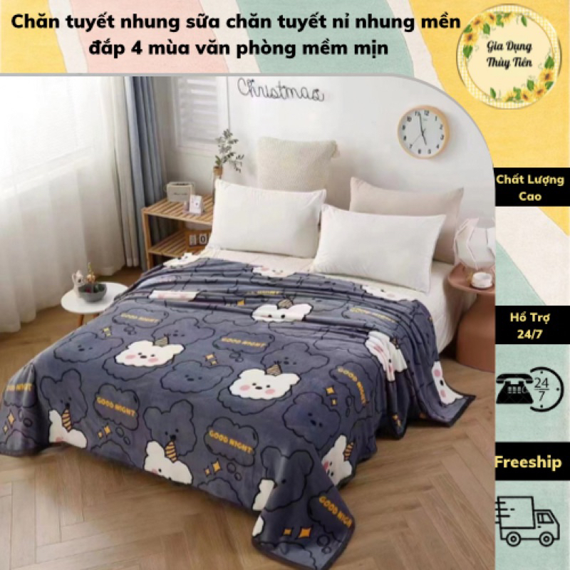 Chăn tuyết nhung sữa chăn tuyết nỉ nhung mền đắp 4 mùa văn phòng mềm mịn
