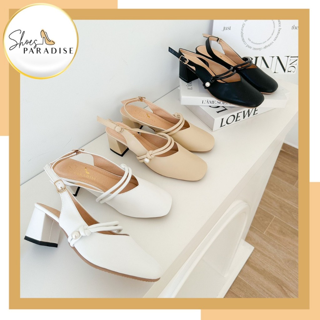 Form nhỏ nhích lên 1 size)Giày cao gót 5cm đế vuông nữ bít mũi mũi vuông 5 phân Shoes Paradise L078