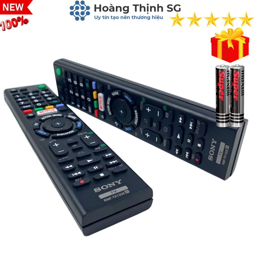 Remote điều khiển tivi SONY  RMF-TX100E, điều khiển TV SONY dòng Internet/LED/LCD - Tặng kèm pin - Hoàng Thịnh SG