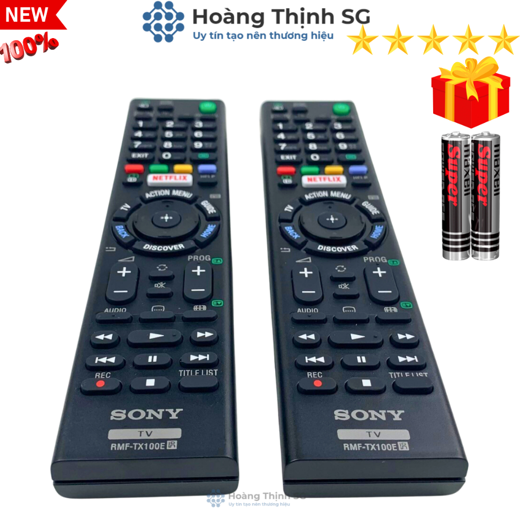 Remote điều khiển tivi SONY  RMF-TX100E, điều khiển TV SONY dòng Internet/LED/LCD - Tặng kèm pin - Hoàng Thịnh SG